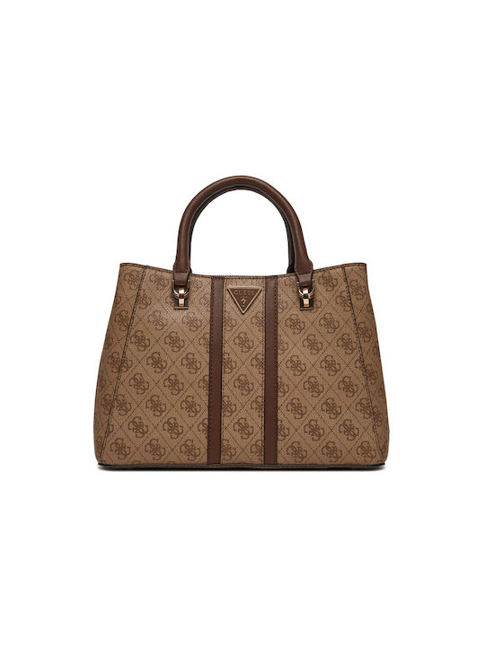 Чанта Guess Noreen Girlfriend Satchel за жени Guess кафяво бежово Hwsg9000060-latte-logo-br