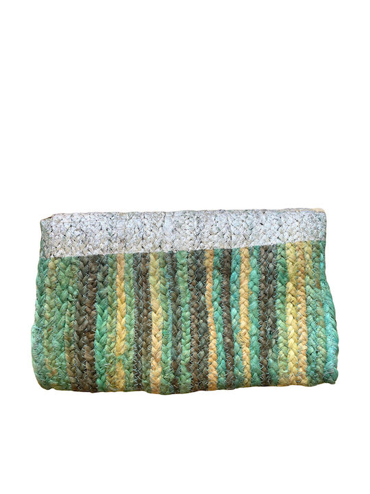 Handgefertigte indische Strohtasche für Damen Varṇa Petrol Solo Me Einheitsgröße Clutch9