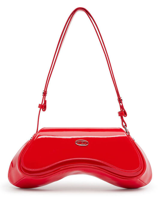 Diesel Play Glossy Plaque Logo Shoulder Bag Women Diesel Red X09776-p6255-t4342