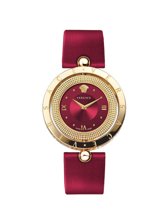 Versace Watch with Red Leather Strap