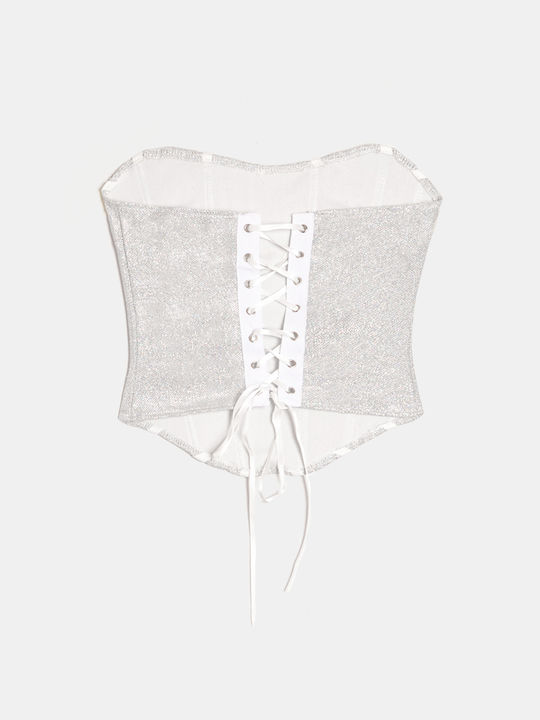 Top Corset Lurex Argintiu Argintiu