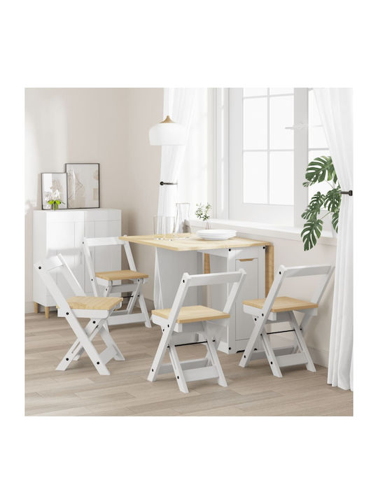 Foldable Dining Room Wooden Chair White 40x47x71.5cm 4pcs