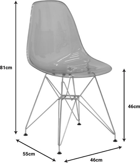 Adelle Dining Room Polypropylene Chair Transparent Grey 46x55x81cm
