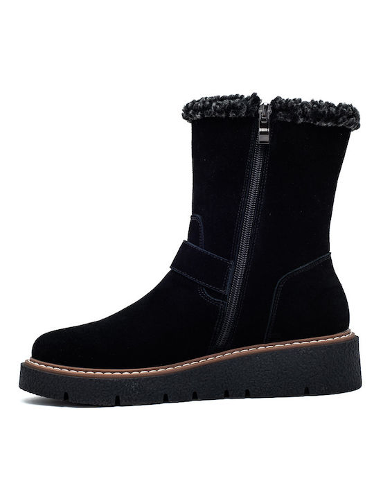 Leder Stiefeletten Damen Schwarz