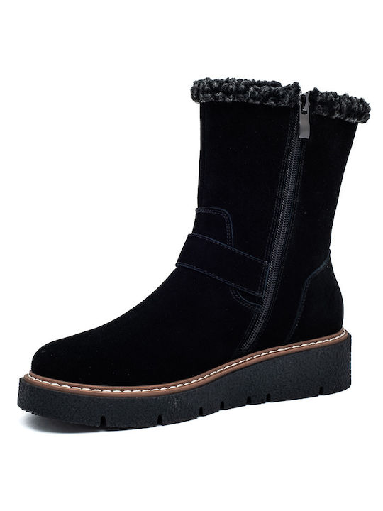 Leder Stiefeletten Damen Schwarz