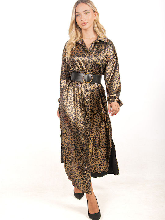 Oversized Leopard Shirt Dress