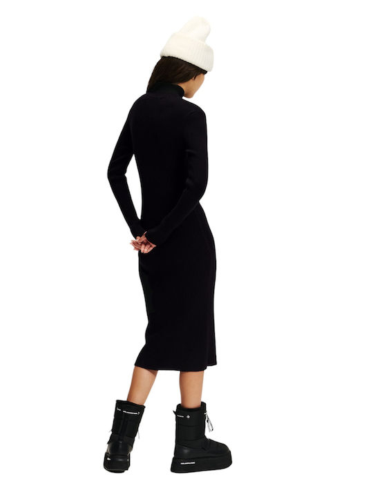 Karl Lagerfeld Midi Dress Knitted Black