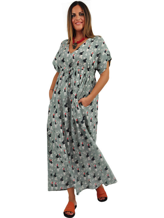 Sommer Maxi Damenkleid mit Rüschen