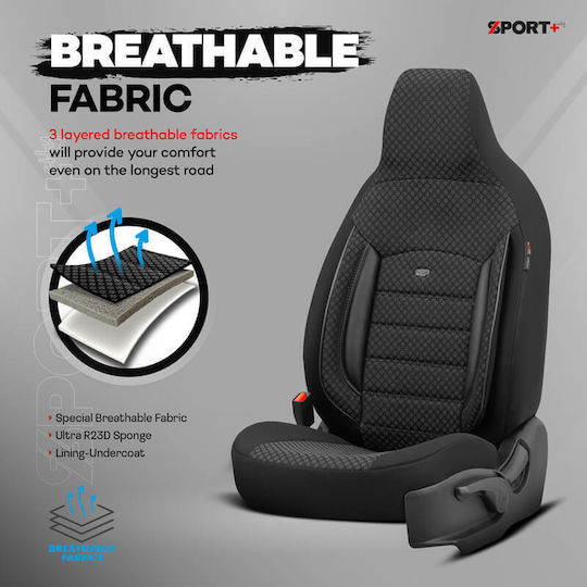Otom Front Car Covers 11pcs Cotton Sport Plus Black