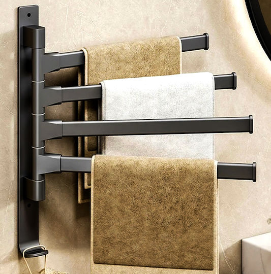 Calea ferată de Baie cu 4 Locuri De Perete cu șuruburi ​31.5x31.5cm Negru