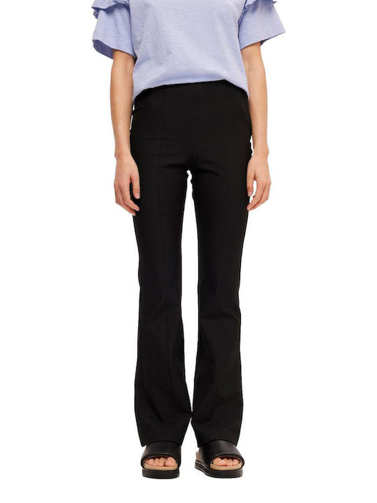 Women's Fabric Trousers Flared Black