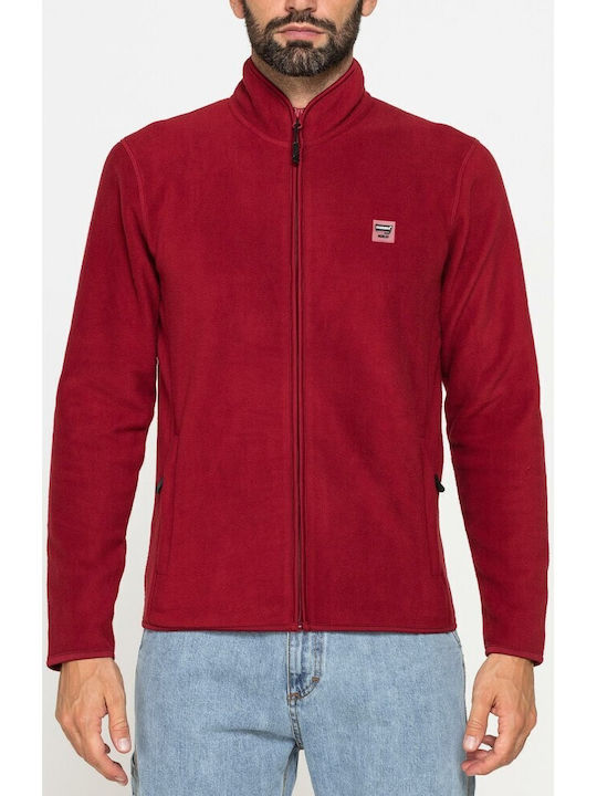 Carrera Jeans Men's Fleece Cardigan with Zipper Red