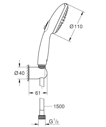 Grohe Tempesta 110 Handheld Showerhead with Hose