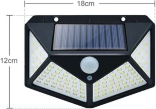 Aerbes Wall Mounted Solar Light 30W with Motion Sensor and Photocell IP65 18cmx12cmcm