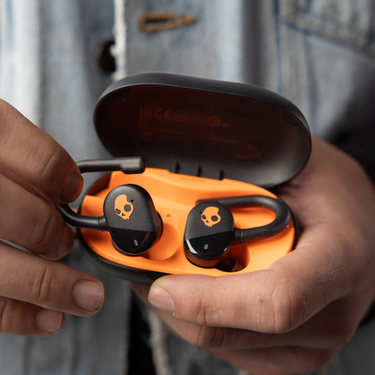 Skullcandy Push Play Active In-Ear Bluetooth-Freisprecheinrichtung Kopfhörer mit Schweißresistenz und Ladeetui Black/Orange