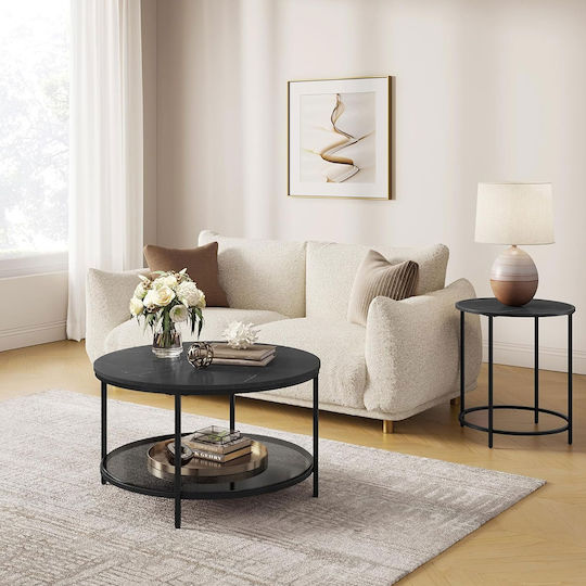 Rund Couchtisch Glas Schwarz B80xT80xH45cm