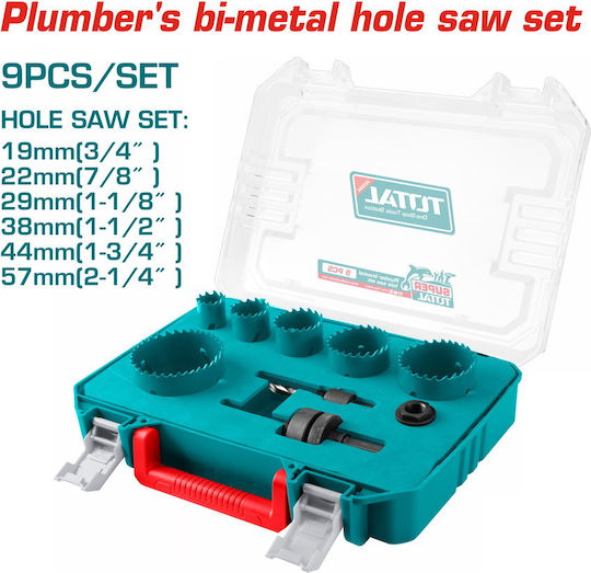 Total Diamond Hole Saw Set HSS for Metal and Plastic 1100gr