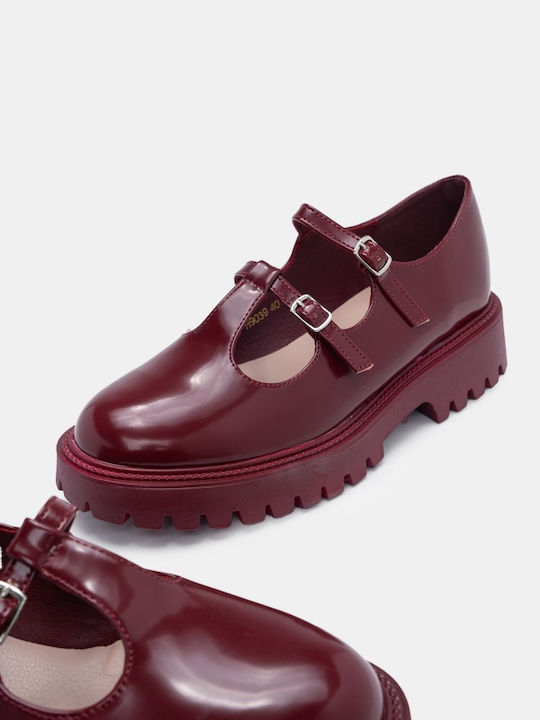 Mocasini Mary Jane din piele ecologică Bordeaux