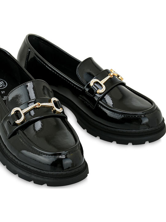 Kinder Slipper & Mokassins aus Lackleder Schwarz