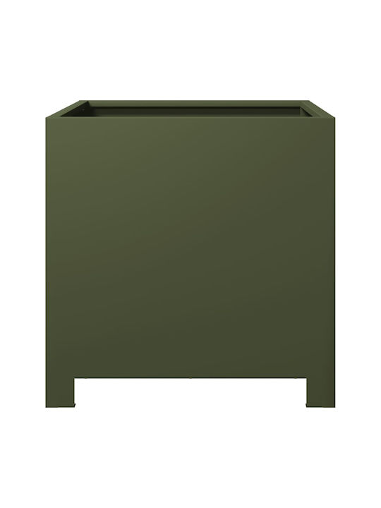 vidaXL Garden Set 2 Planters Metal Olive, Green