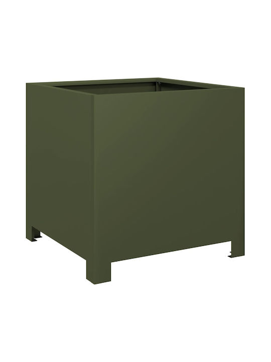 vidaXL Garden Set 2 Planters Metal Olive, Green
