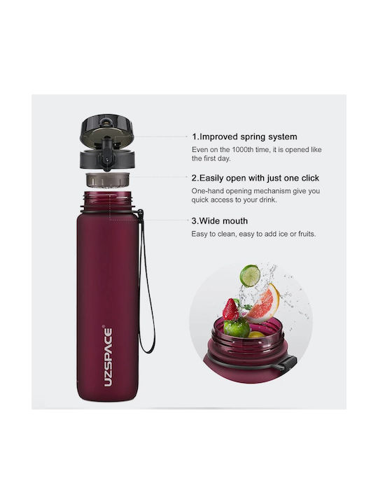 Uzspace Leakproof Tritan Bpa Free Παγούρι Πλαστικό Ποδηλάτου 1000ml Μαύρο