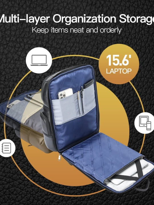 Bopai Αδιάβροχη Τσάντα Πλάτης για Laptop 17.3" με Θύρα USB σε Μαύρο χρώμα 61-121971