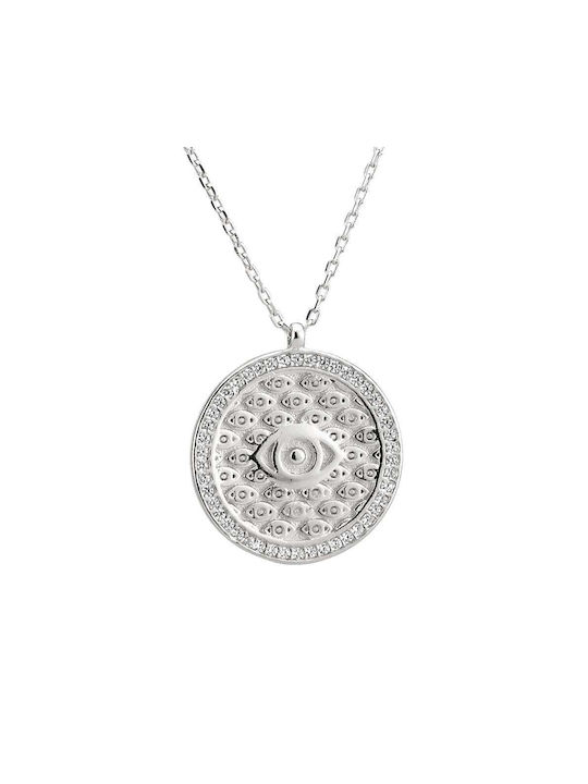 Goldsmith Necklace Eye from Silver with Zircon