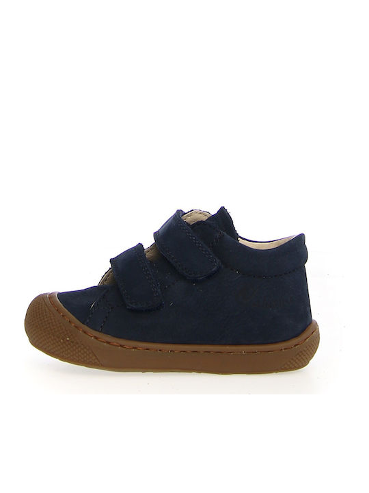 Anatomical Leather Kids Boots with Velcro Blue
