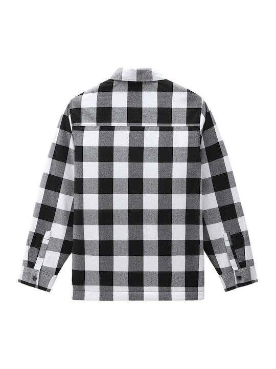 Sacramento Long Sleeve Flannel Overshirt Regular Fit Checked Black