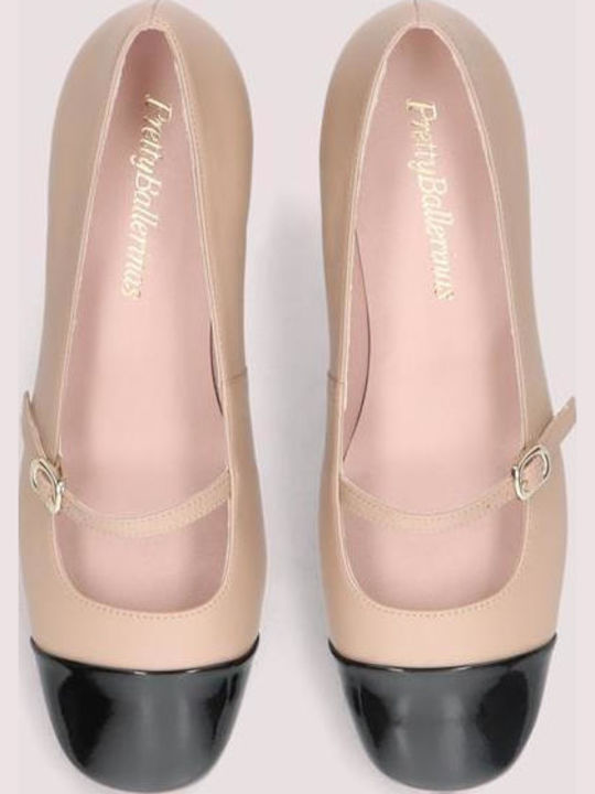 Odette Leather Women's Ballerina Shoes in Beige Color