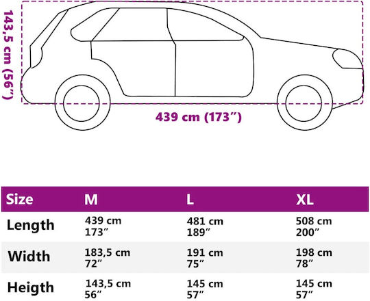 vidaXL Covers 439x183x143cm Waterproof XLarge Secured with Straps