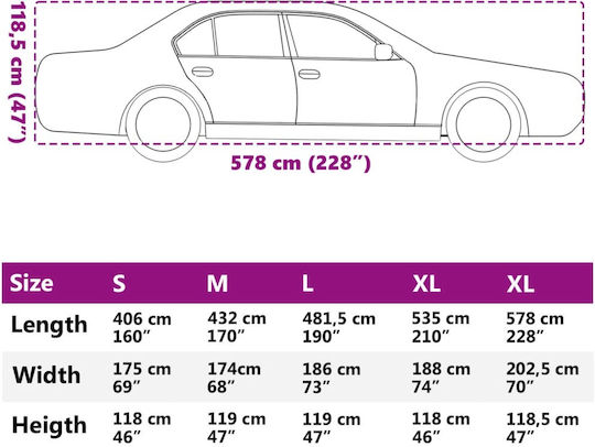 vidaXL Covers 578x202x118cm for Hail Waterproof XXLarge for Sedan Secured with Straps