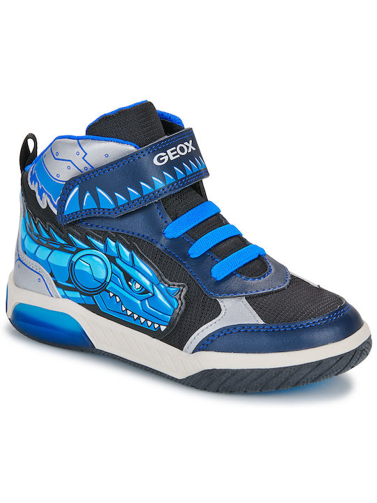 Geox J Inek Kids Sneakers High Anatomic with Scratch Blue