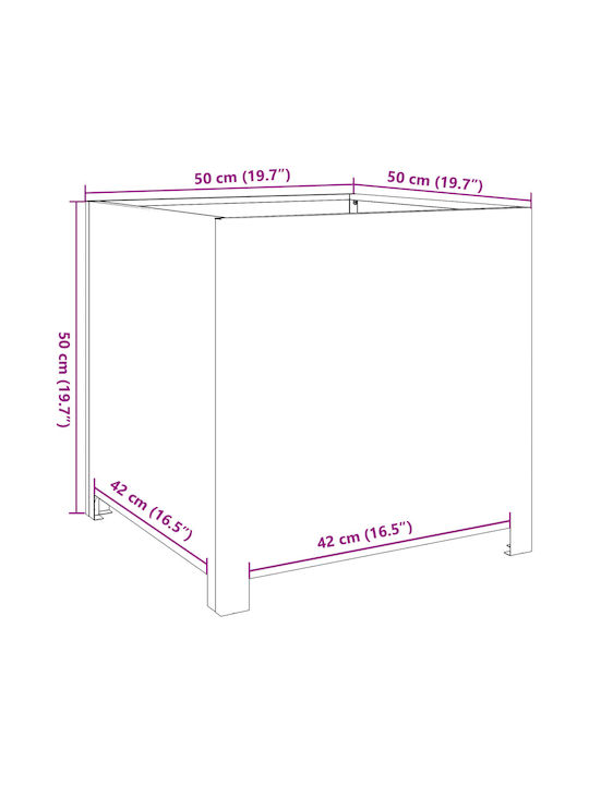 vidaXL Grădină Planter Box Metal Negru 50x50x50cm.