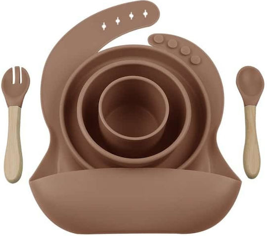 Minikoioi Feeding Set Blw Iii made of Silicone Brown Woody Brown 6pcs