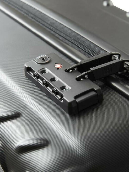 CAT Industrial Plate Medium Hard Suitcase Black with 4 Wheels Height 60cm