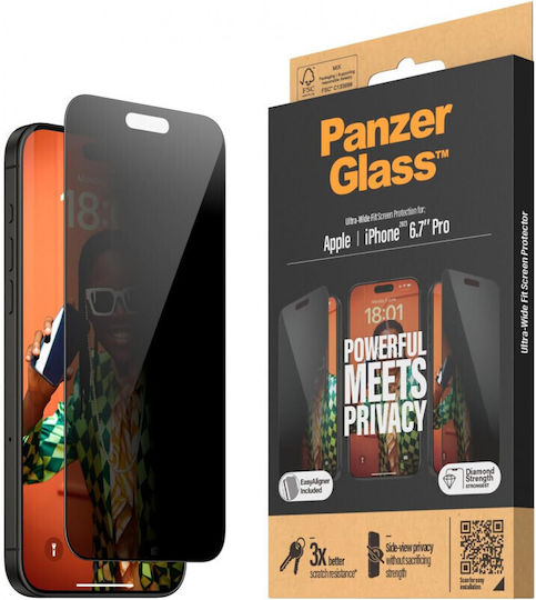 PanzerGlass Ultra-wide Fit Privatsphäre Vollflächig gehärtetes Glas (iPhone 15 Pro Max) 5488718C8F