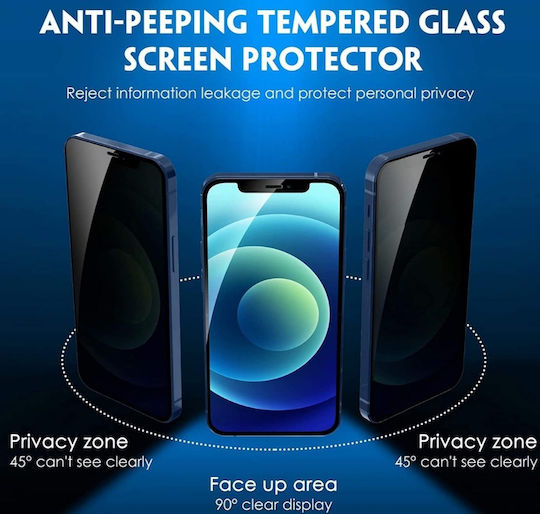 Privacy Full Face Tempered Glass Μαύρο (iPhone 12 mini)