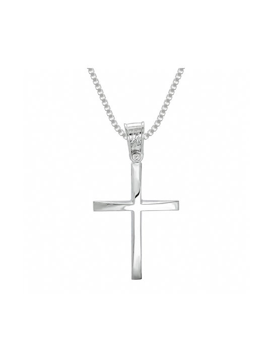 Kiriakos Gofas Men's White Gold Cross 14K with Chain