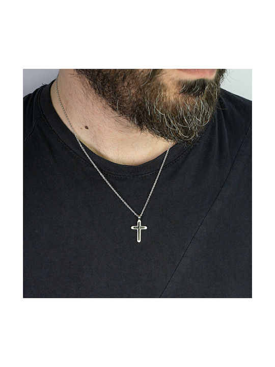 Kiriakos Gofas Men's Cross from Steel with Chain