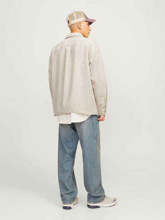 Jack & Jones Herrenhemd Overshirt Langärmelig Cord Ekru