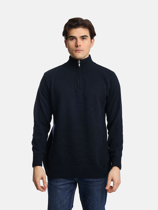 Paco & Co Men's Long Sleeve Blouse with Zipper Navy