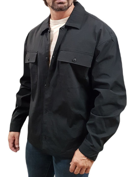 Jack & Jones Herrenhemd Overshirt Langärmelig Black