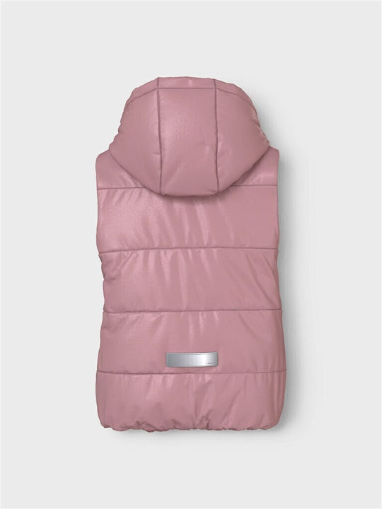 Παιδικό Casual Μπουφάν Αμάνικο Κοντό με Κουκούλα Pink