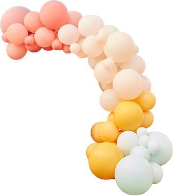 Pastel Coral Pink Salmon Yellow Mint Balloon Set 75pcs