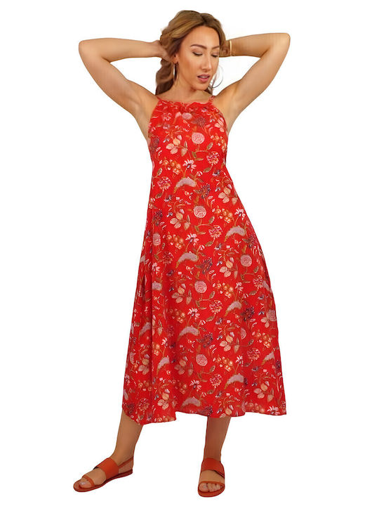 Sommer Midi Kleid Red