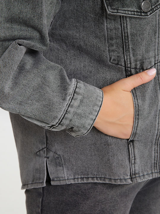 Lang Damen Jeansjacke Schwarz