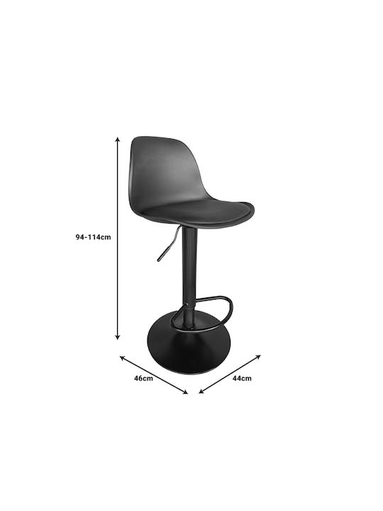 Stool Bar Louser with Back & Adjustable Height Black 44x46x94-114cm