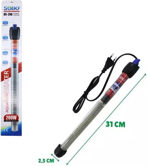 Termostat acvariu Sobo Hs-200 200w – Control termic acvariu 20°C 32°C